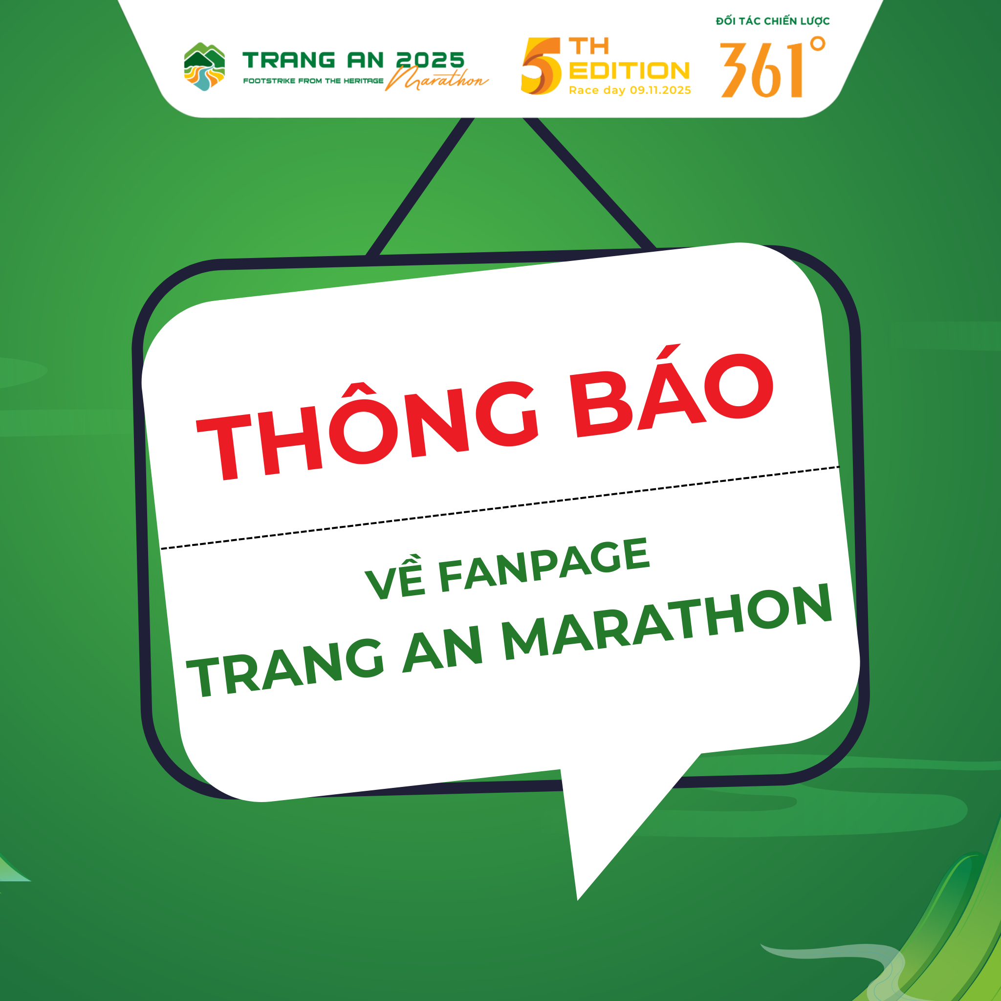 THÔNG BÁO TỪ BAN TỔ CHỨC TRANG AN MARATHON