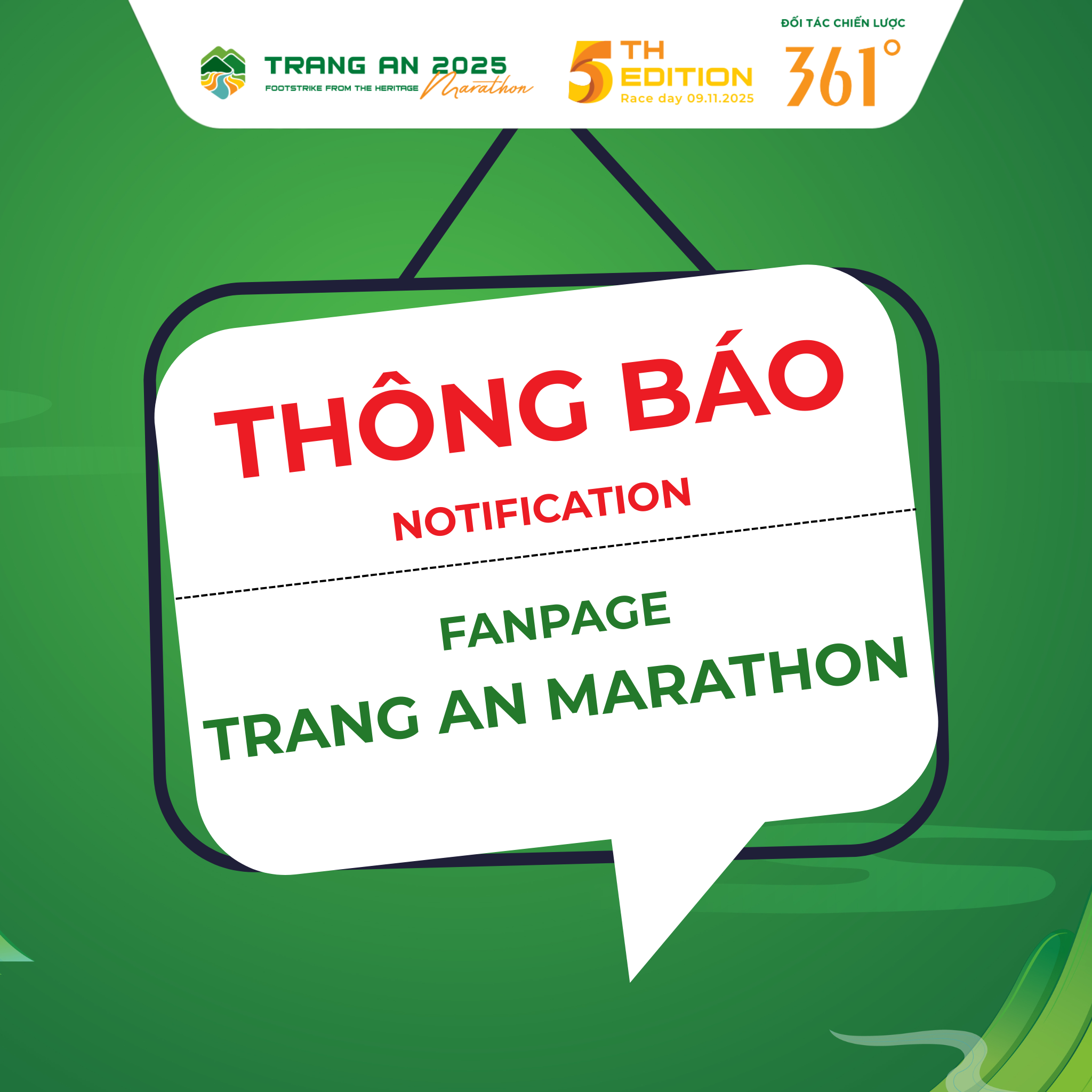 ANNOUNCEMENT FROM THE ORGANIZING COMMITTEE OF TRANG AN MARATHON